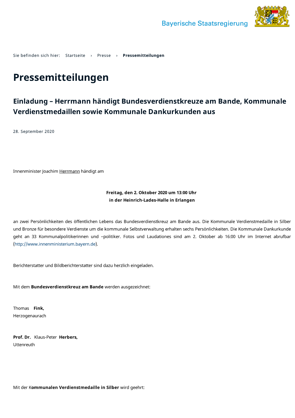 Pressemitteilungen