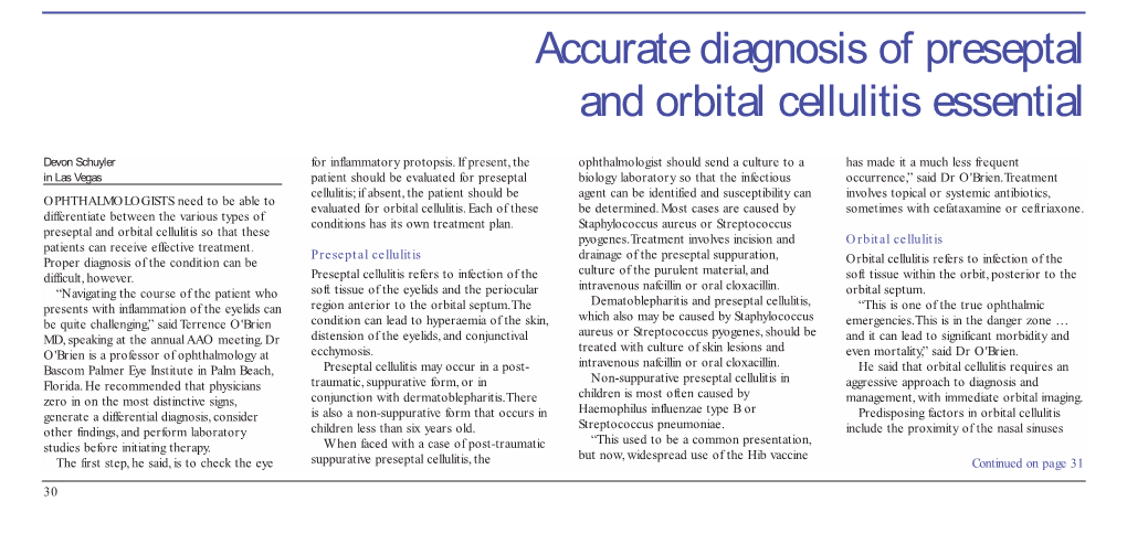 Accurate Diagnosis of Preseptal and Orbital Cellulitis Essential