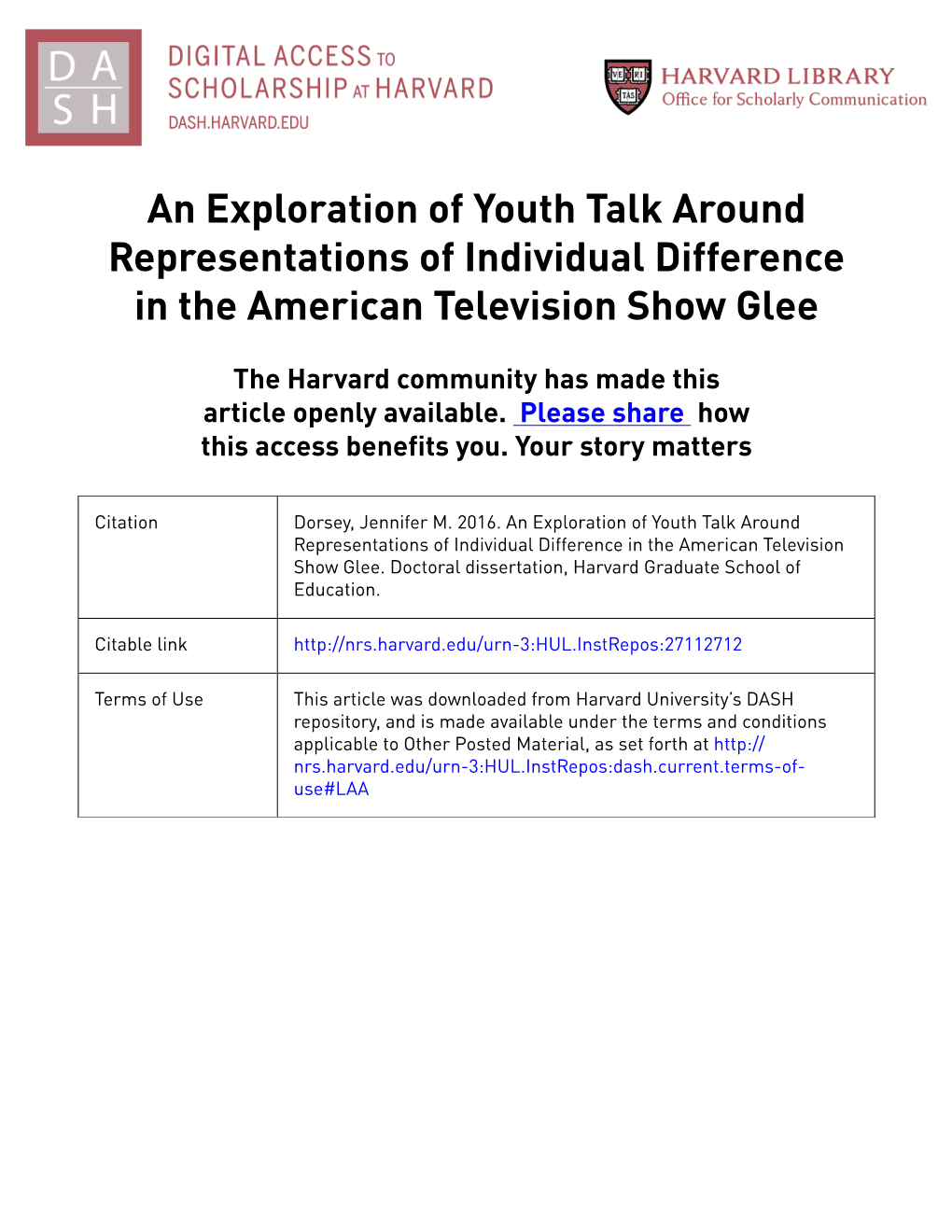 An Exploration of Youth Talk Around Representations of Individual Difference in the American Television Show Glee