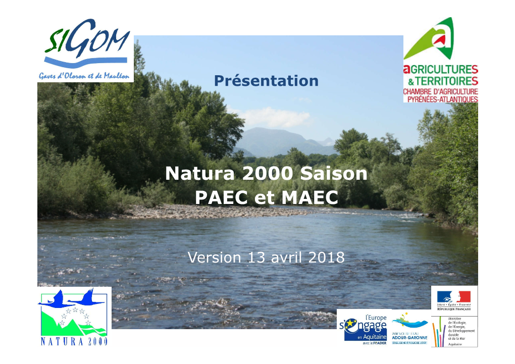 Natura 2000 Saison PAEC Et MAEC