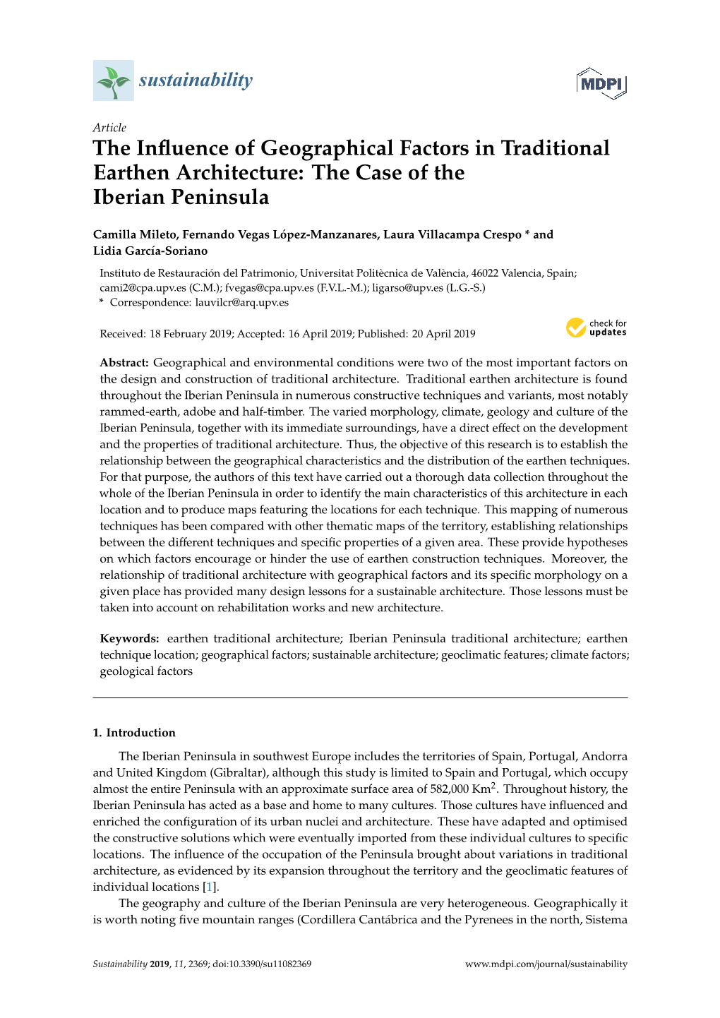 The Influence of Geographical Factors in Traditional Earthen