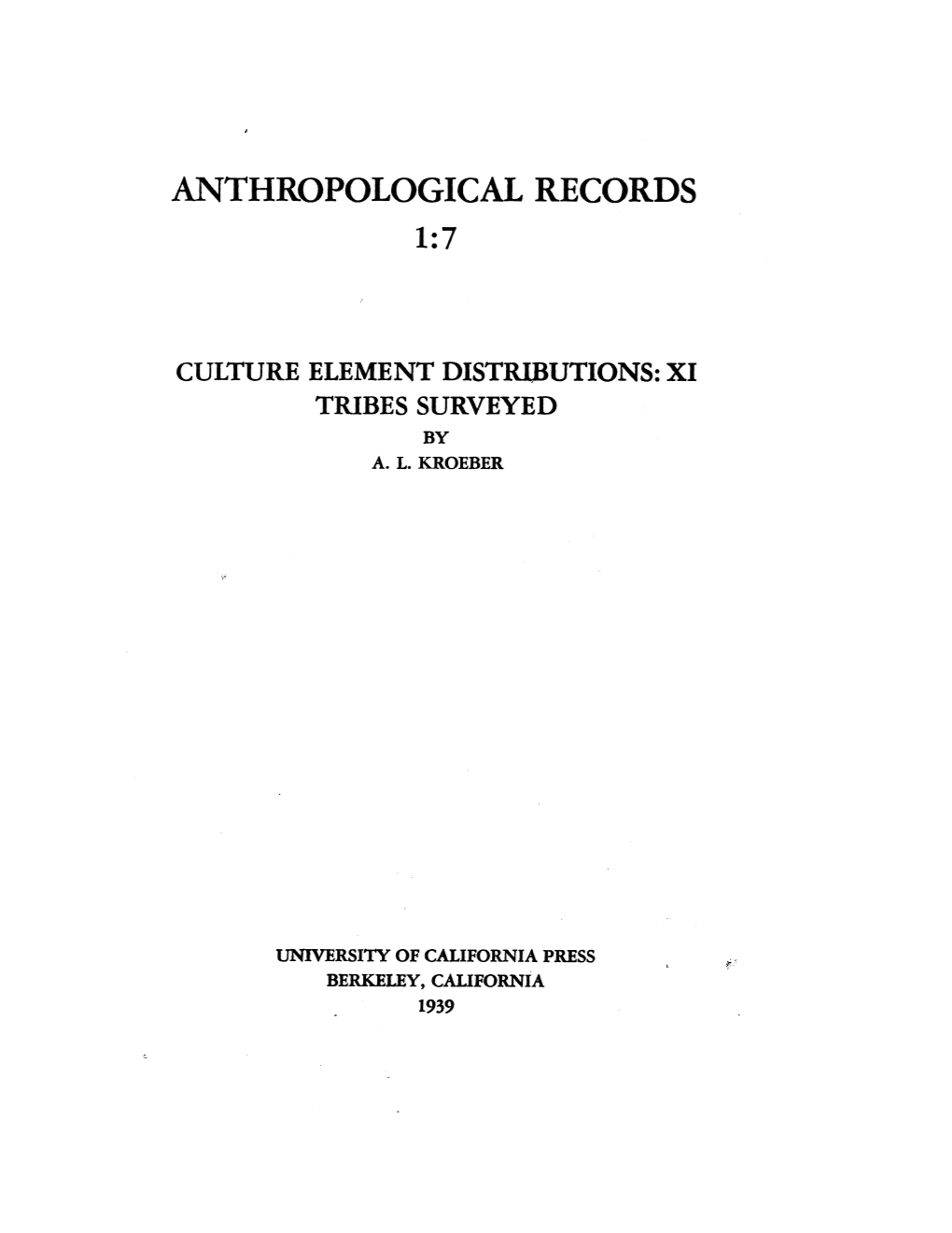 Anthropological Records 1:7