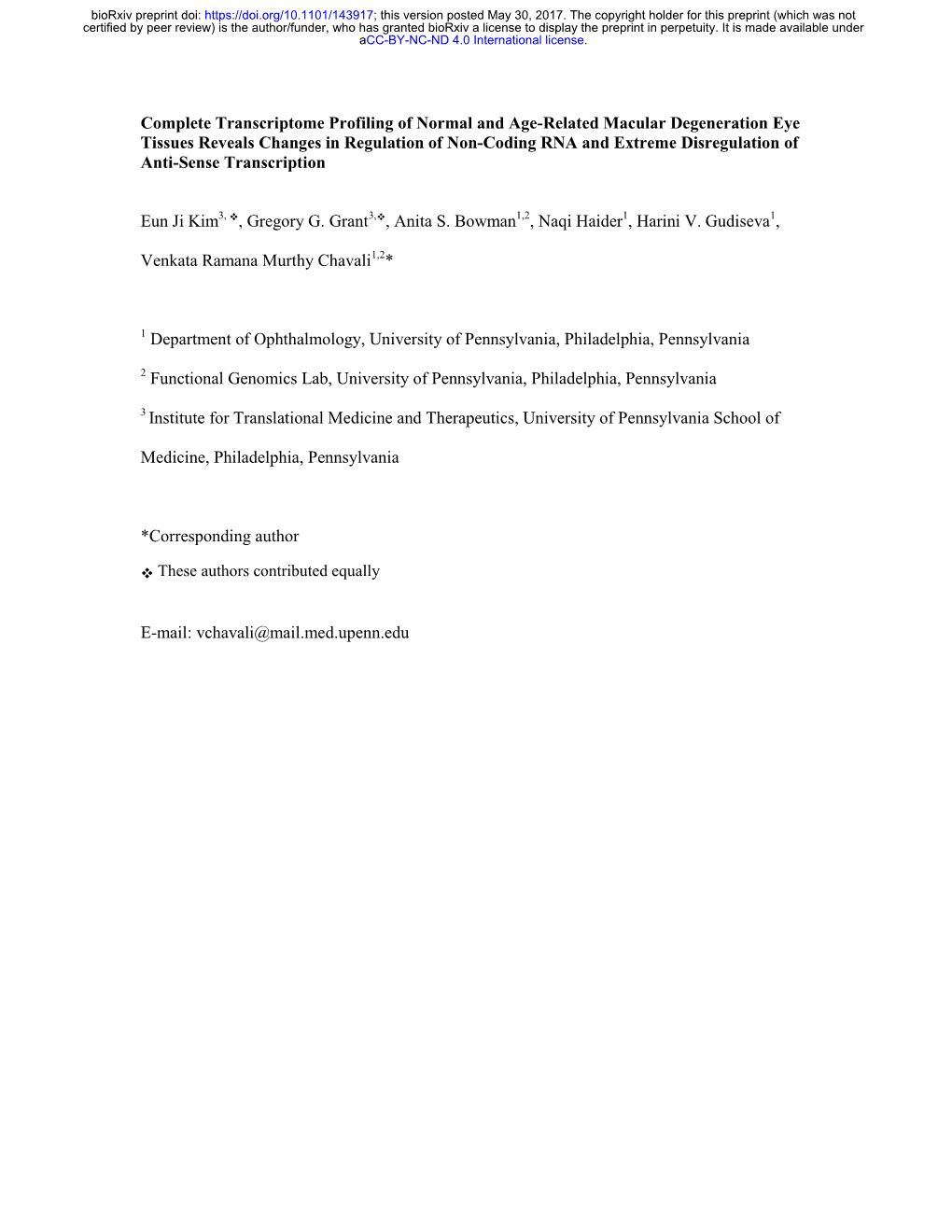 Complete Transcriptome Profiling of Normal and Age-Related Macular