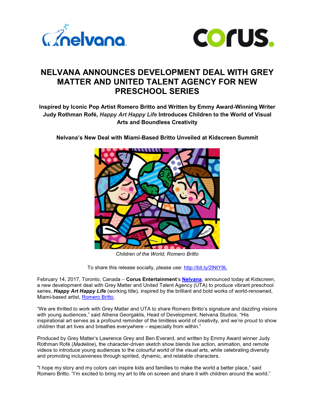 Nelvana Announces Development Deal with Grey Matter and United Talent Agency for New Preschool Series