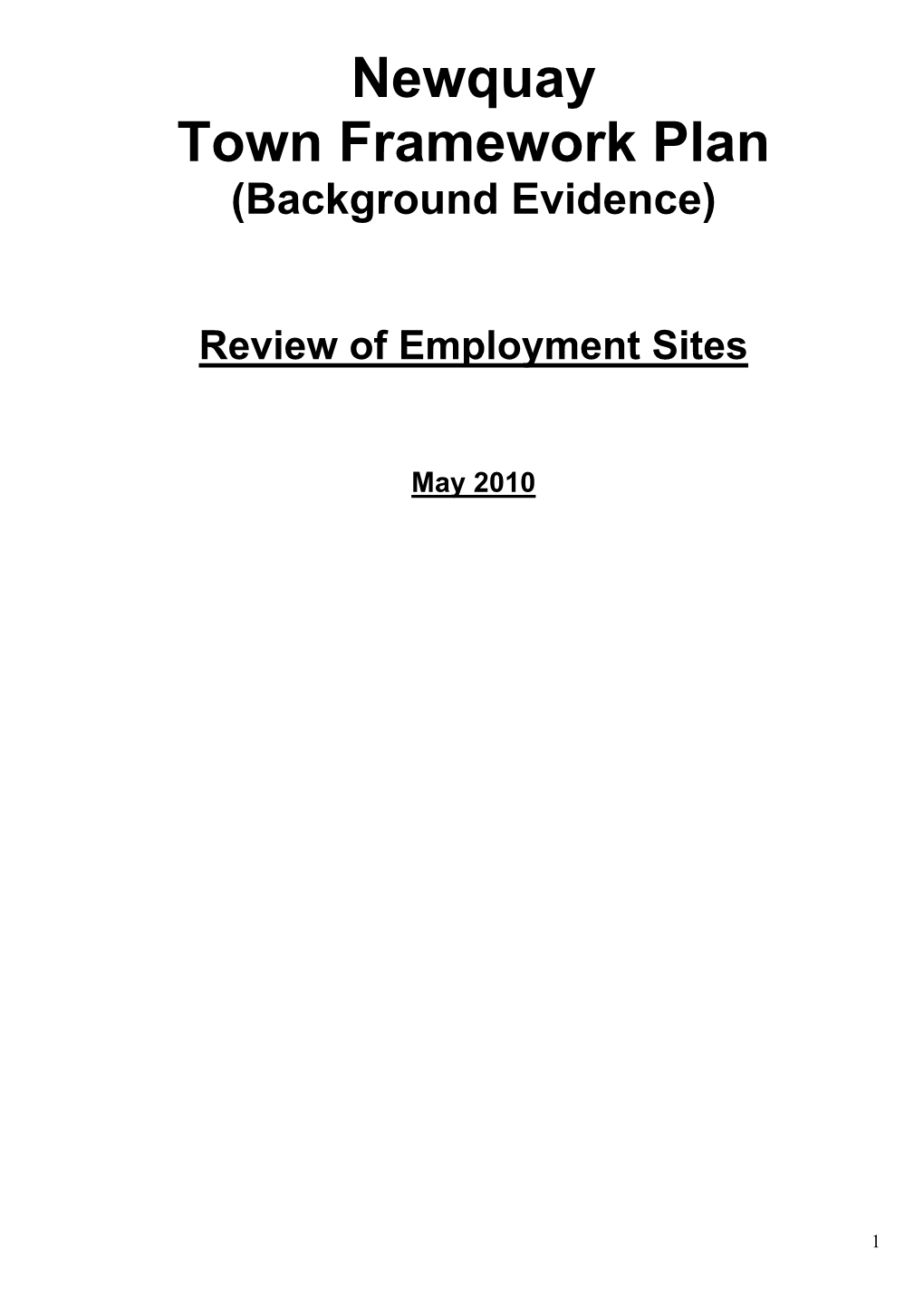Newquay Town Framework Plan (Background Evidence)