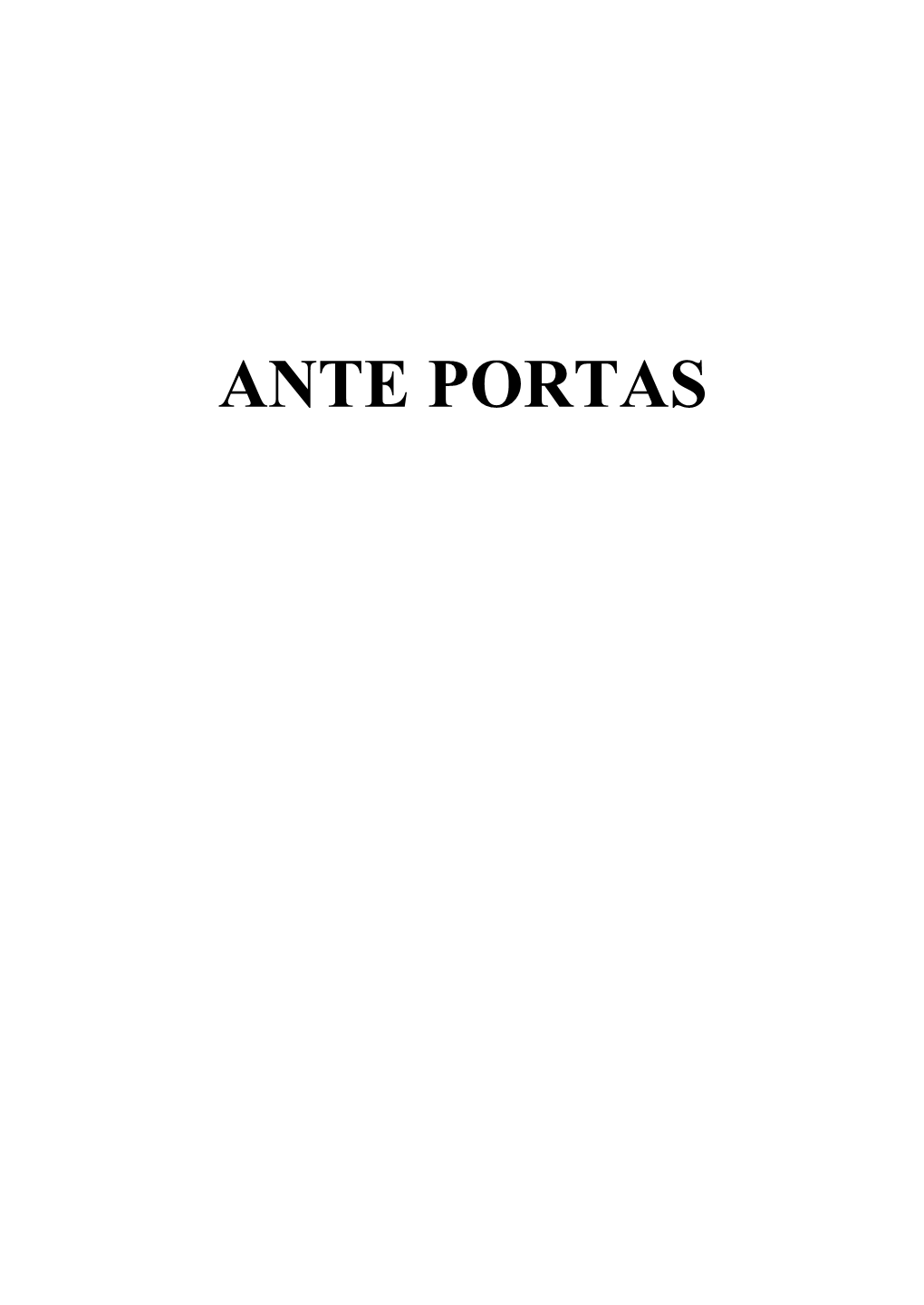 ANTE PORTAS Security Studies