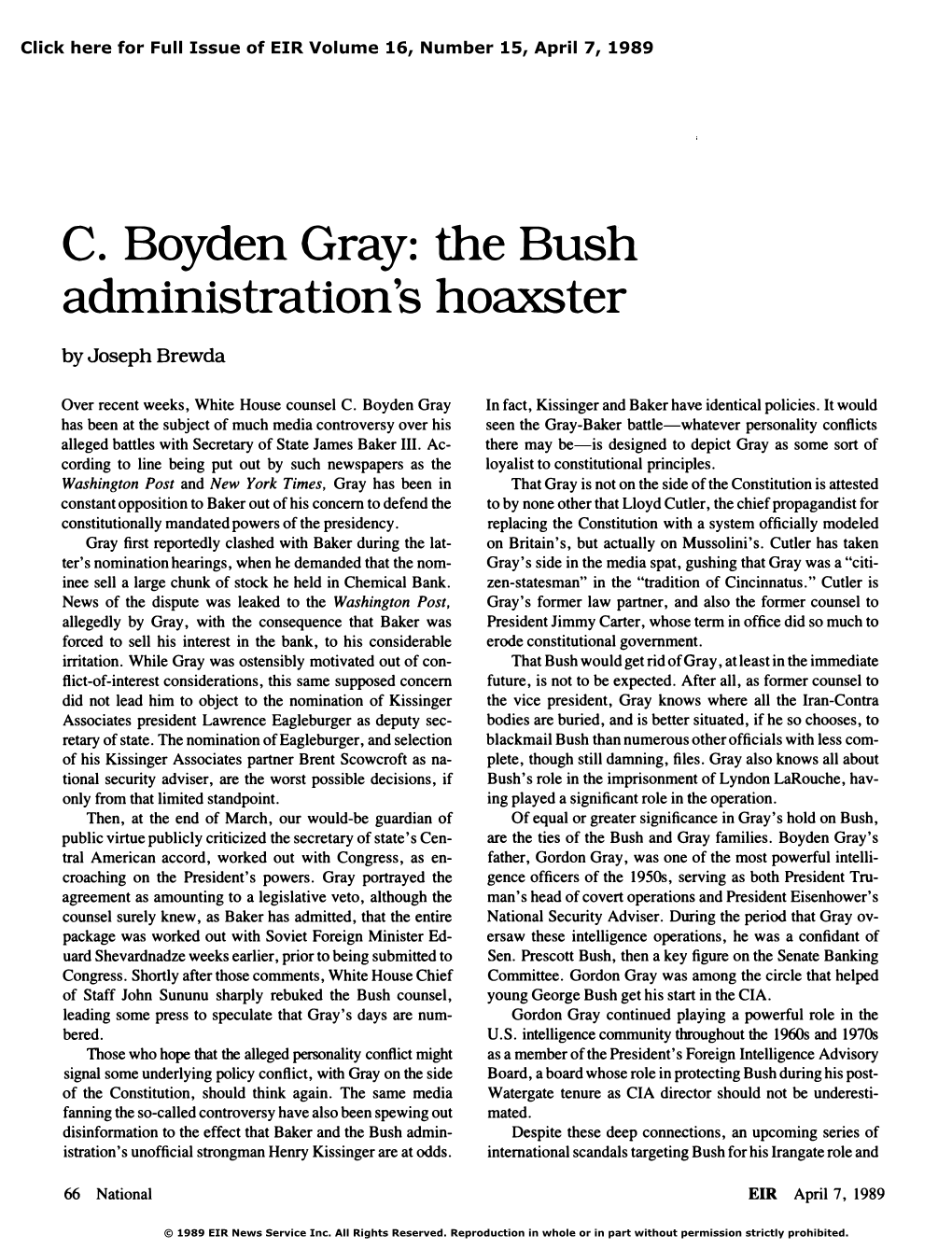 C. Boyden Gray: the Bush Administration's Hoaxster