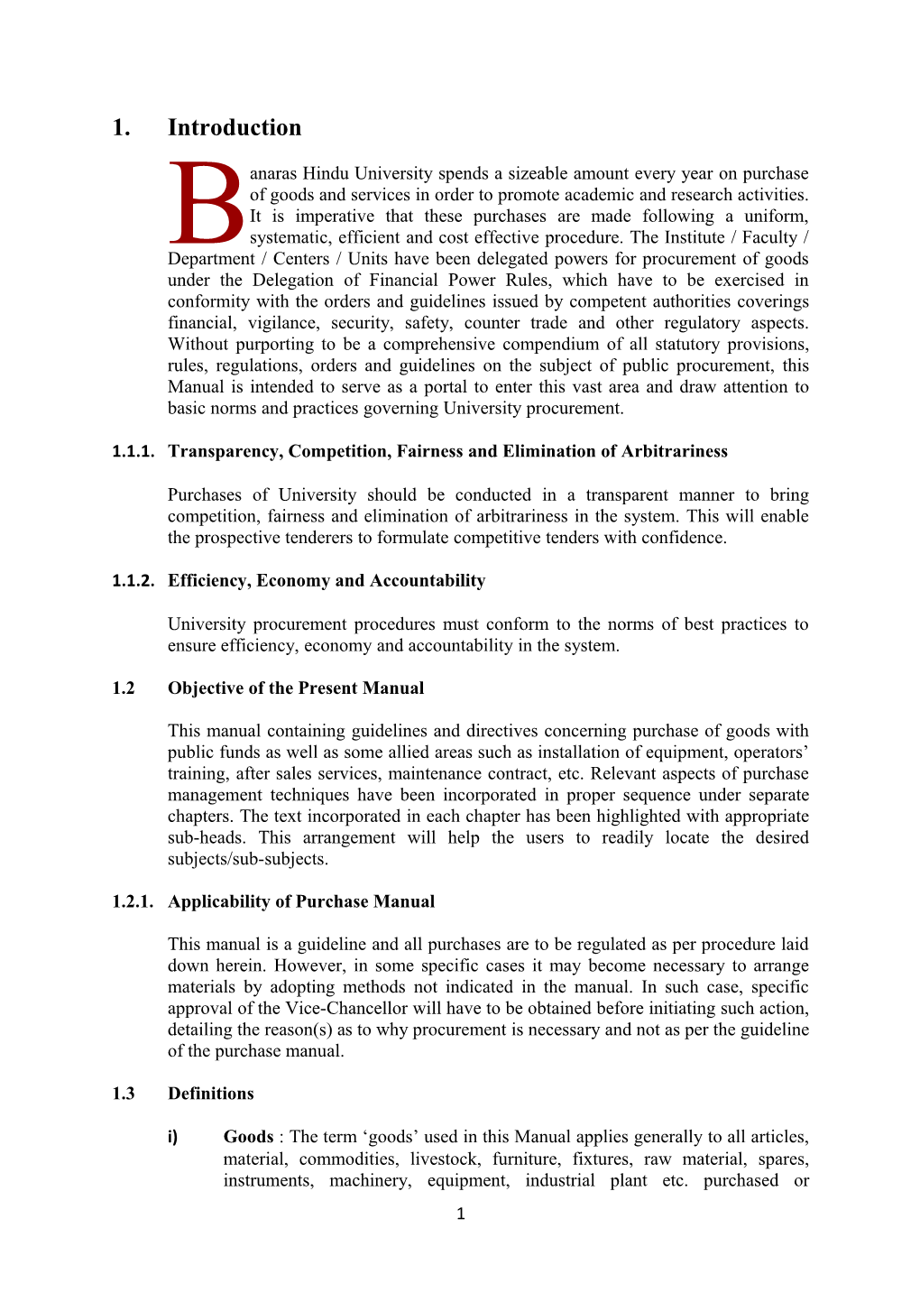 1.1.1. Transparency, Competition, Fairness and Elimination of Arbitrariness