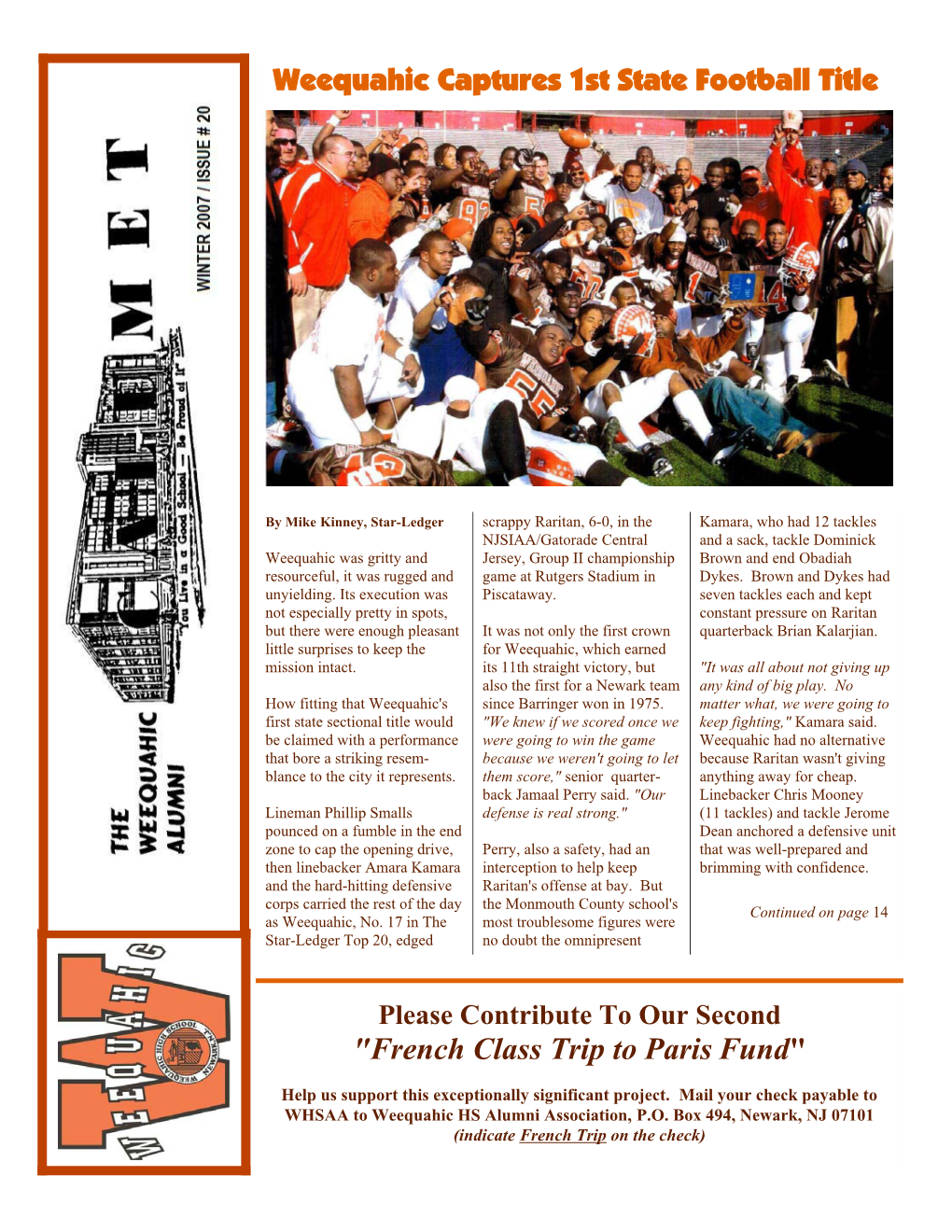 20-Weequahic Newsletter Winter 2007