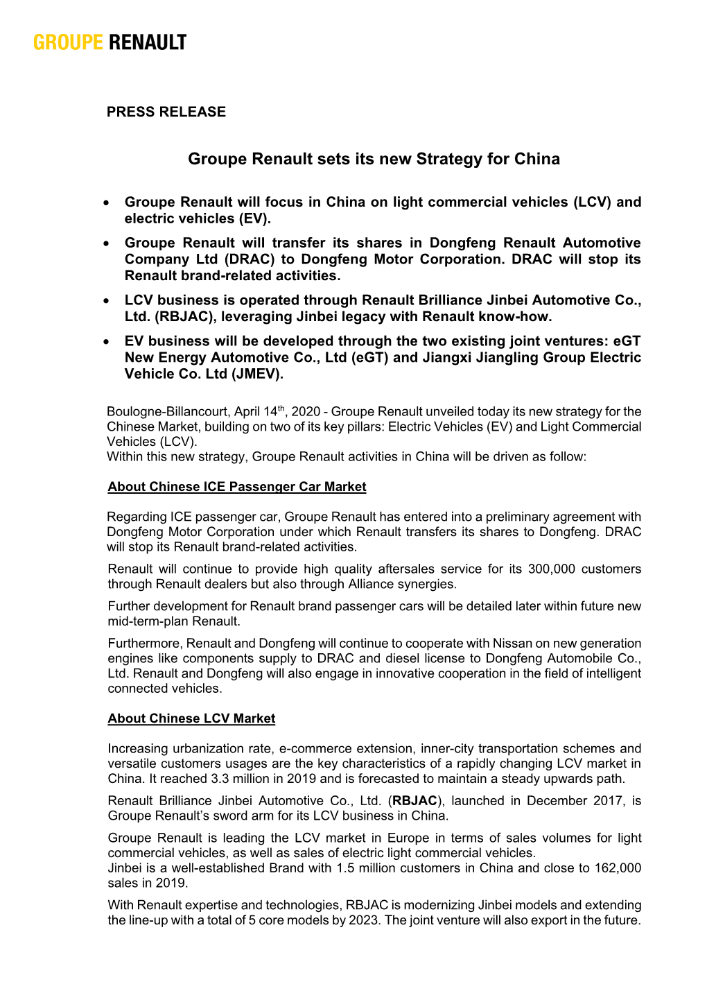 Groupe Renault Sets Its New Strategy for China