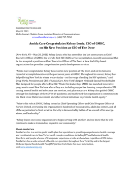 Amida Care Congratulates Kelsey Louie, CEO of GMHC, on His New Position As CEO of the Door