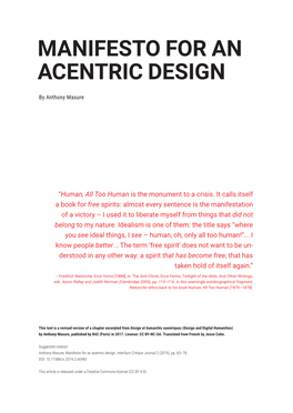 Manifesto for an Acentric Design