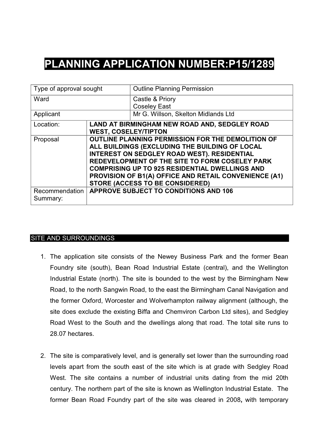 Planning Application Number:P15/1289