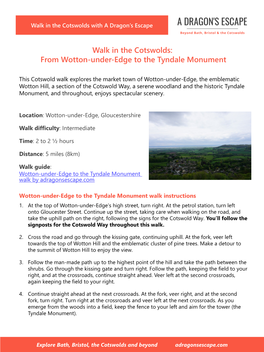 From Wotton-Under-Edge to the Tyndale Monument