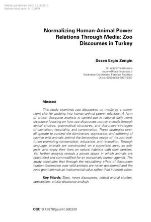 Normalizing Human-Animal Power Relations Through Media: Zoo Discourses in Turkey
