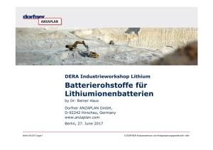 Batterierohstoffe Für Lithiumionenbatterien by Dr