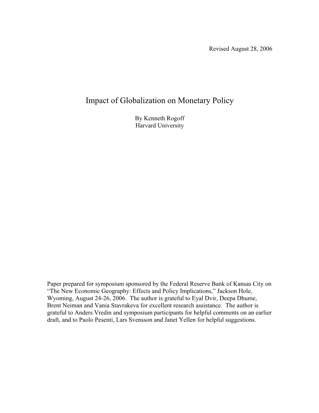 Impact of Globalization on Monetary Policy