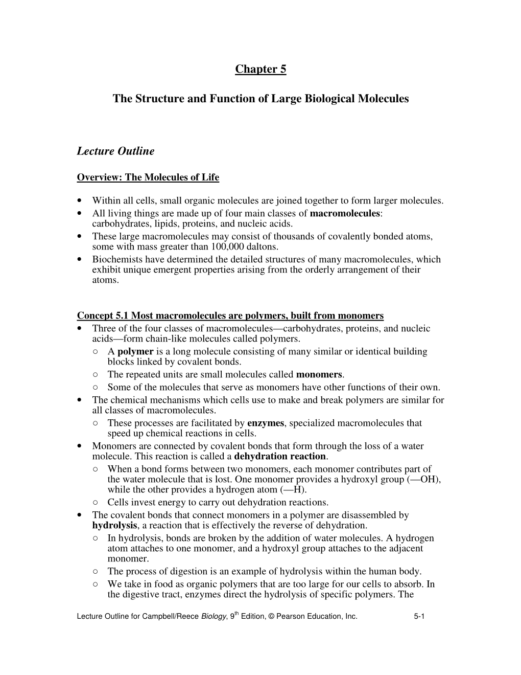 Chapter 5 The Structure And Function Of Large Biological Molecules ...