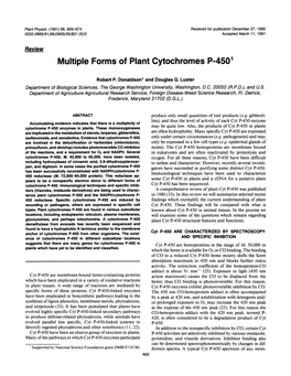 Multiple Forms of Plant Cytochromes P-4501