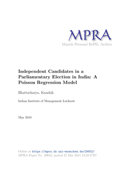 Independent Candidates in a Parliamentary Election in India: a Poisson Regression Model