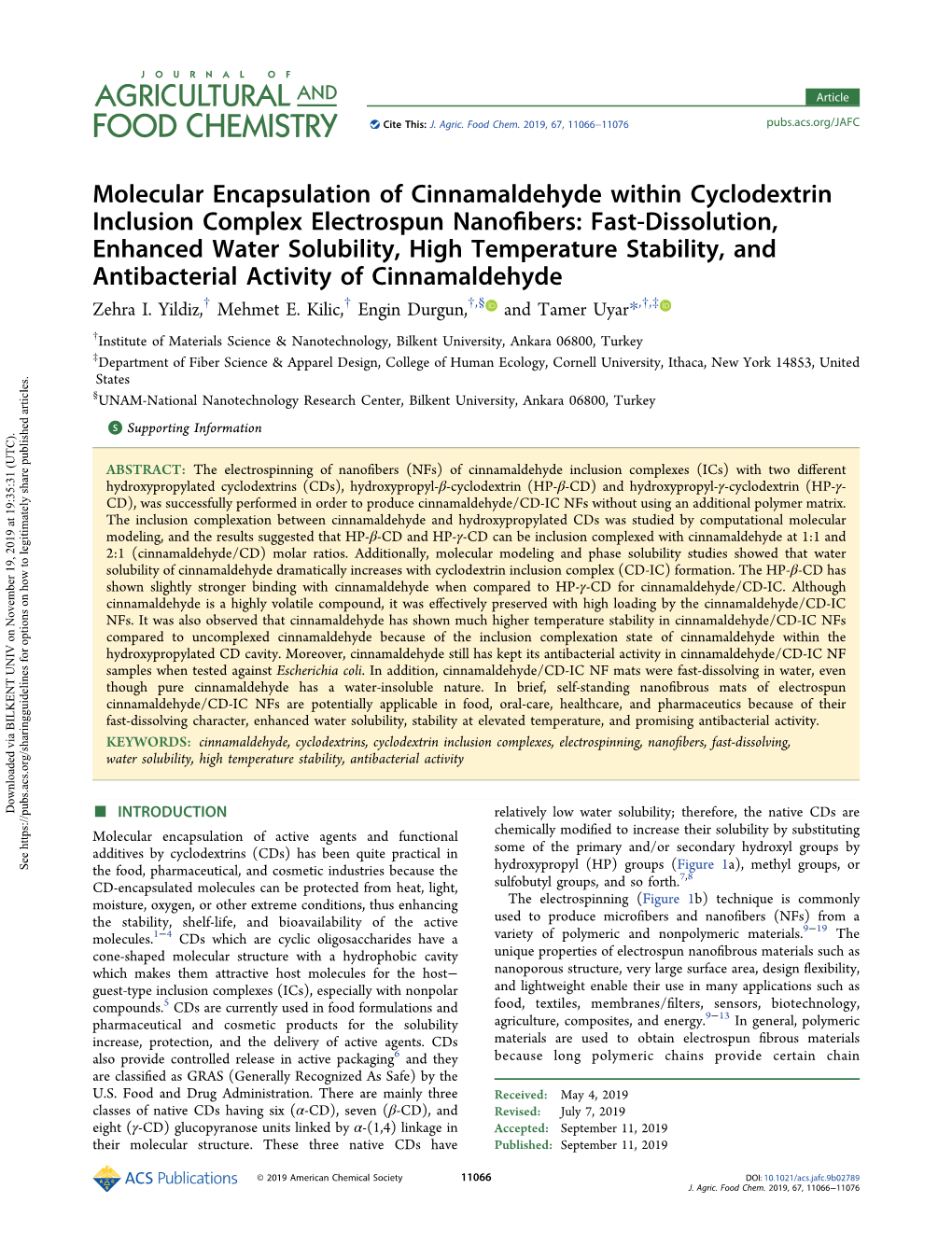 Molecular Encapsulation of Cinnamaldehyde Within