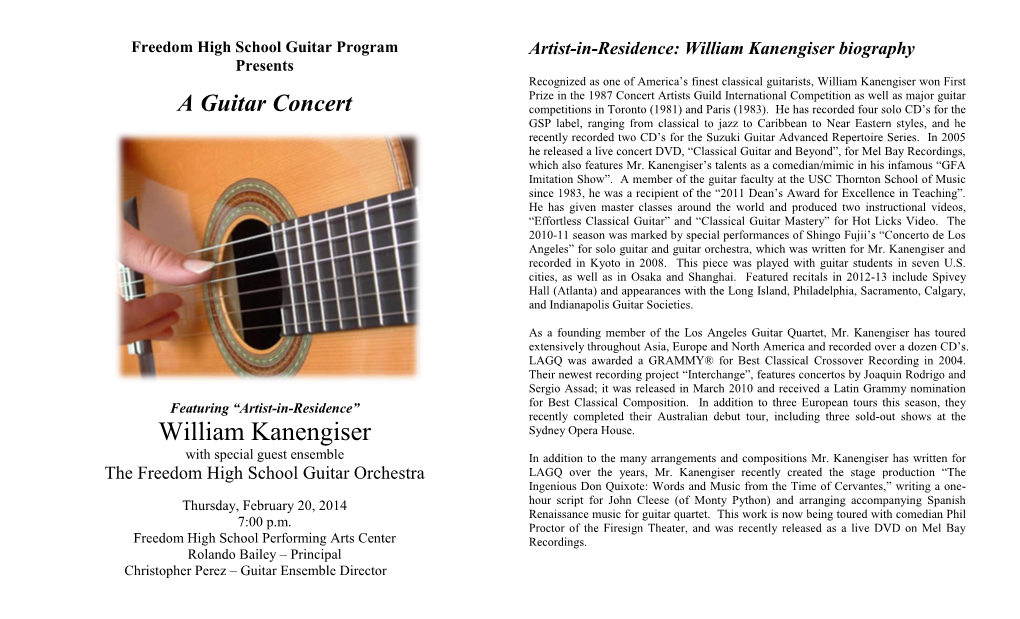 2014 Winter Concert with William Kanengiser