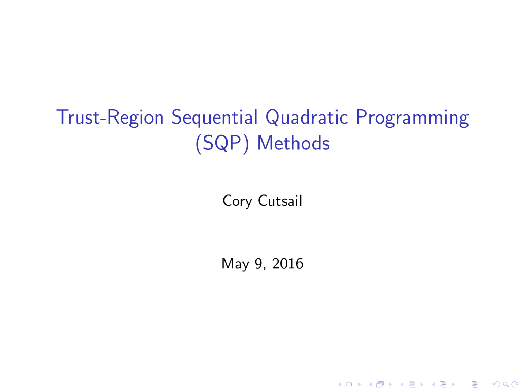 Trust-Region Sequential Quadratic Programming (SQP) Methods