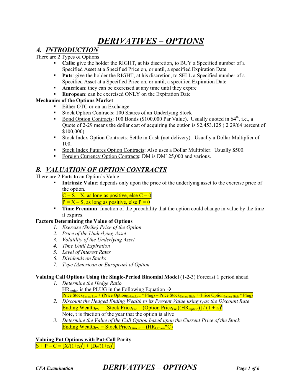 Derivatives – Futures