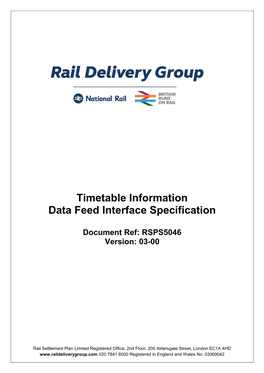 Timetable Information Data Feed Interface Specification