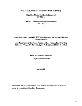 Algorithm Theoretical Basis Document (ATBD) for Land
