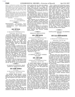 CONGRESSIONAL RECORD— Extensions of Remarks E462 HON