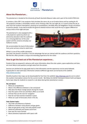How to Get the Best out of the Planetarium Experience…