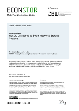 Nosql Databases As Social Networks Storage Systems