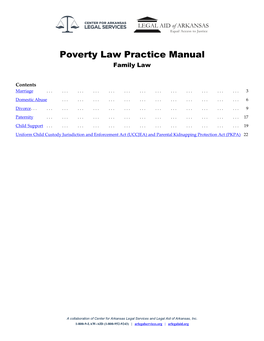 Poverty Law Practice Manual Family Law