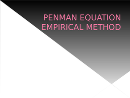 Penman Equation Empirical Method