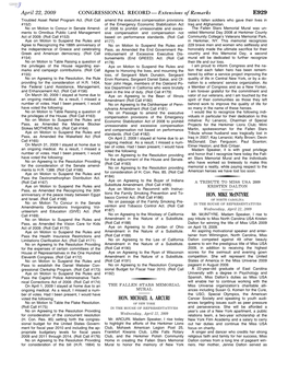 CONGRESSIONAL RECORD— Extensions of Remarks E929 HON. MICHAEL A. ARCURI HON. MIKE Mcintyre