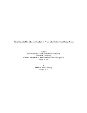 Resettlement of the Bdul and Its Effect on Preservation Initiatives at Petra, Jordan