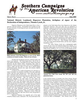 National Historic Landmark Hopsewee Plantation, Birthplace of Signer of the Declaration of Independence, Thomas Lynch, Jr