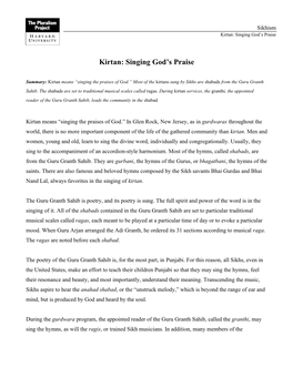 Kirtan: Singing God’S Praise