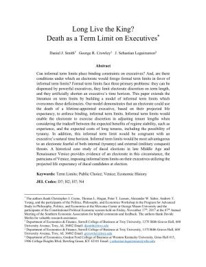 Long Live the King? Death As a Term Limit on Executives*