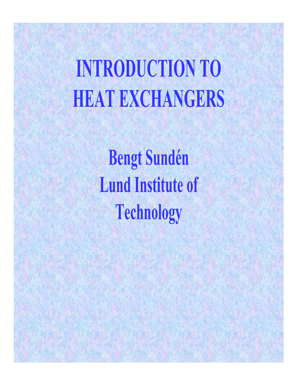 Introduction to Heat Exchangers