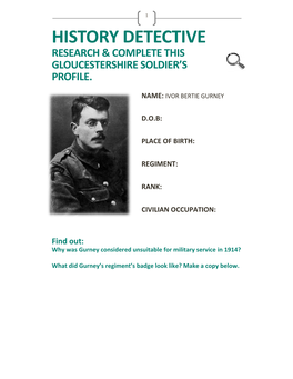 History Detective Research & Complete This Gloucestershire Soldier’S Profile
