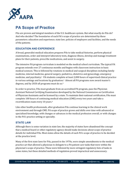 PA Scope of Practice Pas Are Proven and Integral Members of the U.S