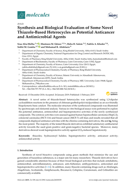 Synthesis and Biological Evaluation of Some Novel Thiazole-Based Heterocycles As Potential Anticancer and Antimicrobial Agents