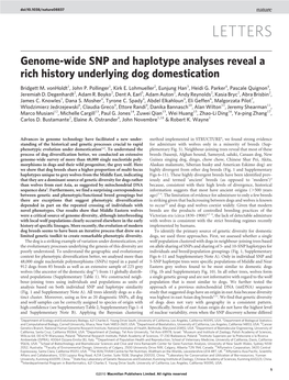 Genome-Wide SNP and Haplotype Analyses Reveal a Rich History Underlying Dog Domestication