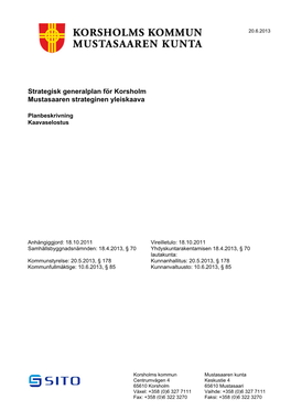 Strategisk Generalplan För Korsholm Mustasaaren Strateginen Yleiskaava