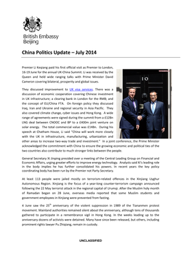 China Politics Update – July 2014