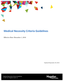 Medical Necessity Criteria Guidelines