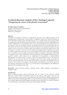 A Critical Discourse Analysis of Sen. Santiago's Speech