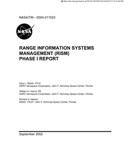 Range Information Systems Management (Rism) Phase I Report
